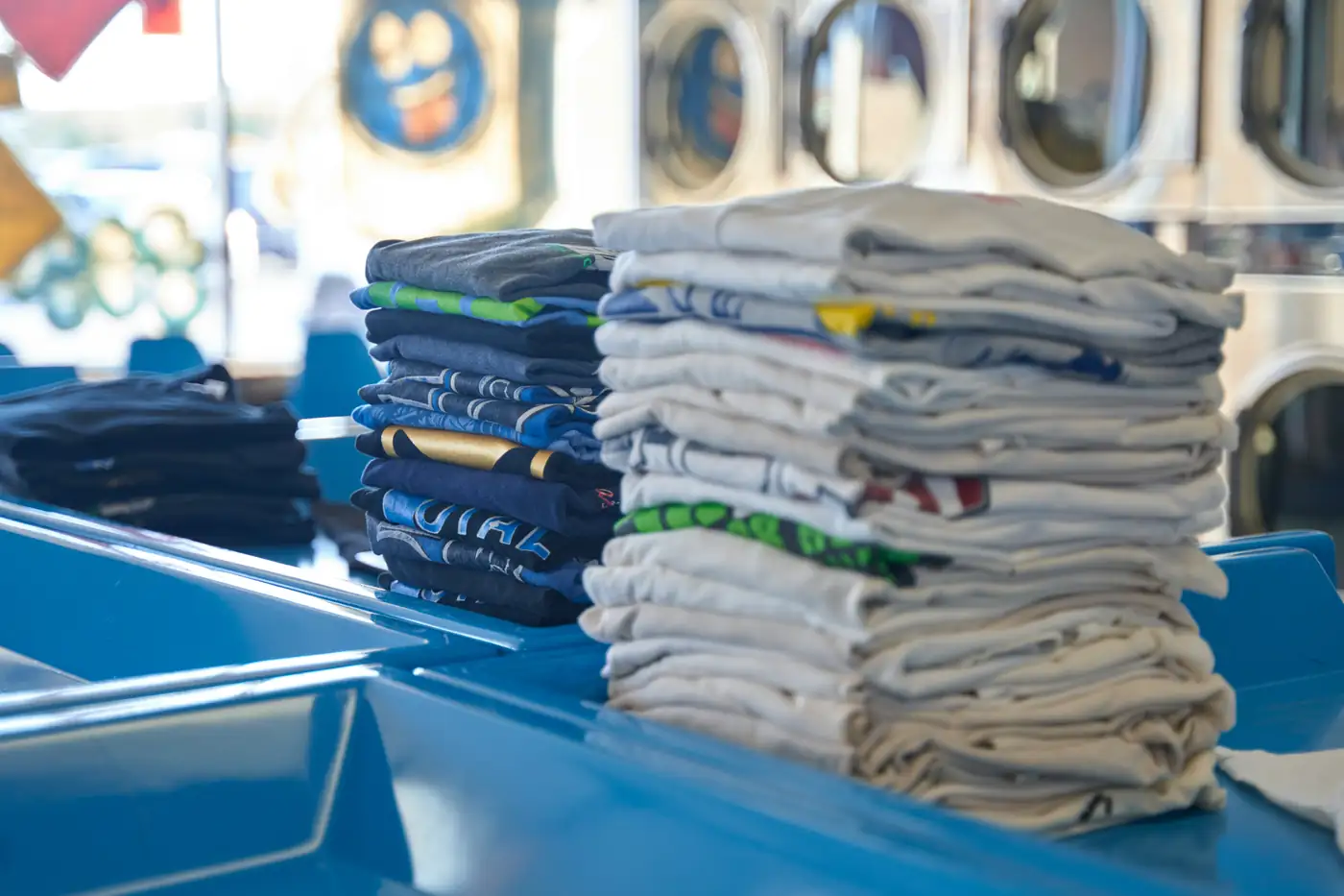 Stacks of folded laundry